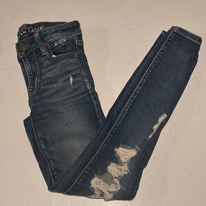 American Eagle Outfitters Women's Distressed Skinny Blue Jeans